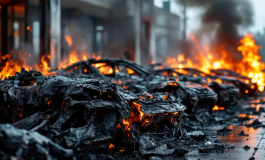 Incendio di un'auto Tesla a Roma con fiamme visibili