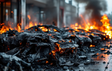 Incendio di un'auto Tesla a Roma con fiamme visibili