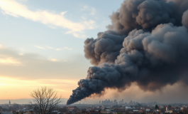 Immagine di un incendio a Caivano con misure di sicurezza