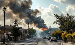 Immagine dell'incendio a Umbertide con fumi tossici