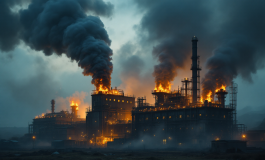 Incendio in una fabbrica di solventi a Caivano