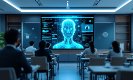 Veronica Nicoletti con avatar IA durante la laurea