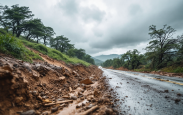 Immagine di strade allagate durante il maltempo a Pasqua