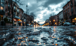 Immagine di maltempo in Piemonte con allerta rossa