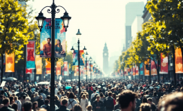Manifestazione pacifista a Roma con bandiere e cartelli