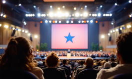 Matteo Salvini durante la riconferma come segretario della Lega