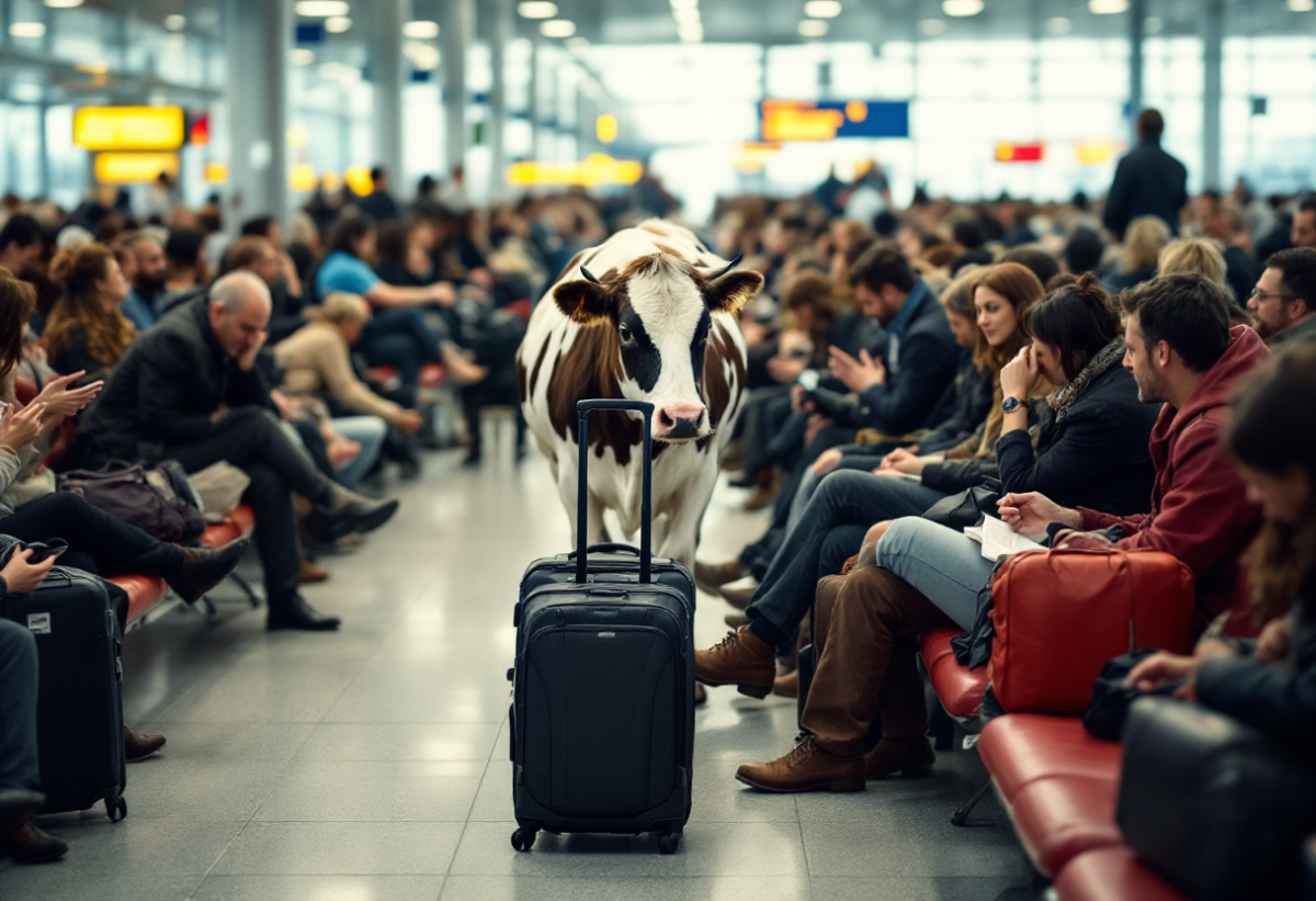 Una mucca in aeroporto: il curioso episodio di Bergamo