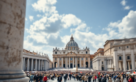 Papa Francesco saluta i fedeli in Piazza San Pietro