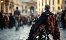 Papa Francesco in sedia a rotelle durante un incontro