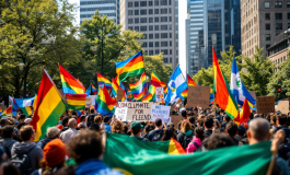 Attivisti climatici durante la parata di Extinction Rebellion a Roma