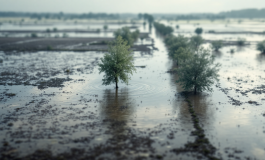 Immagine della piena del Po tra Cremona e Reggio Emilia