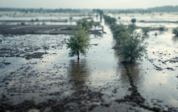 Immagine della piena del Po tra Cremona e Reggio Emilia