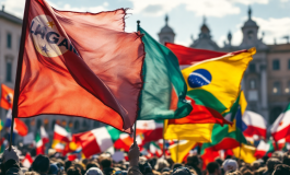 Manifestazione del M5S contro il riarmo in Italia