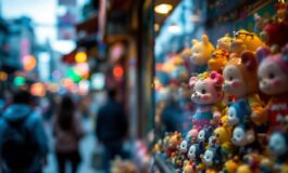 Pupazzetti Labubu colorati esposti in una vetrina a Milano