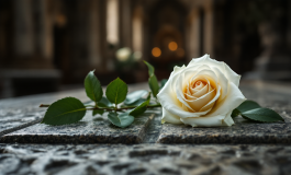 Rosa bianca posata sulla tomba di Papa Francesco