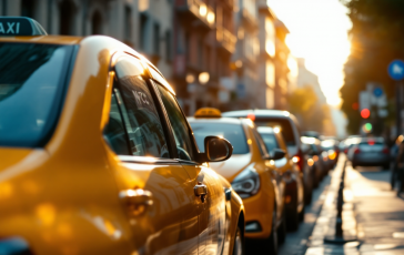 Taxi in sciopero a Milano con cartelli di protesta
