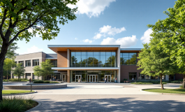 Esterno della scuola media intitolata a Nadia e Caterina Nencioni