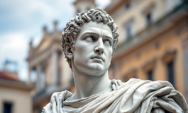 Statua di Giulio Cesare situata a Rimini