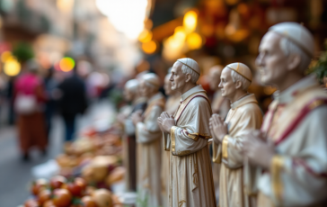 Statue di Papa Francesco in una bottega di San Gregorio Armeno