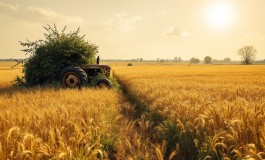 Un trattore in un campo a Montopoli dopo l'incidente