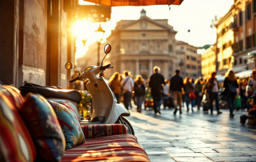 Un uomo che trasporta un divano su un monopattino a Roma