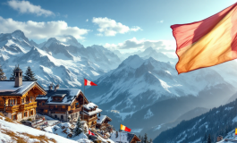 Adunata degli Alpini a Biella con bandiere e partecipanti