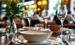 Un cliente aiuta un cameriere a sparecchiare un tavolo