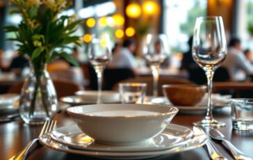 Un cliente aiuta un cameriere a sparecchiare un tavolo