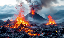 Colata lavica dell'Etna durante un'eruzione recente