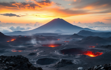 Vista dell'Etna durante l'ultima fase eruttiva