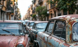 Auto abbandonate in strada a Roma, evidenziando il degrado urbano
