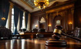 Avvocato che discute di giustizia italiana in aula