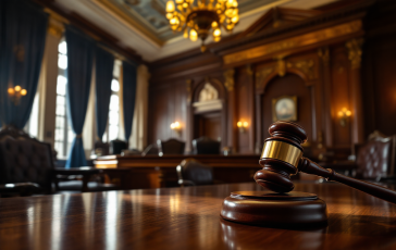 Avvocato che discute di giustizia italiana in aula