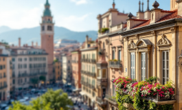 Campo largo a Genova con persone e attività sociali