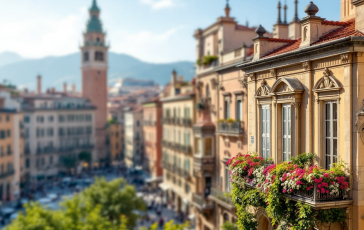 Campo largo a Genova con persone e attività sociali