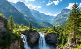 Cascata di Rozes immersa nella natura estiva di Cortina