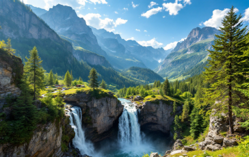 Cascata di Rozes immersa nella natura estiva di Cortina