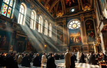 Immagine del conclave in attesa della fumata bianca