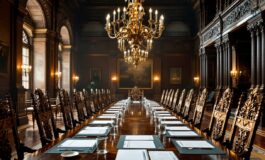 Immagine del conclave con cardinali in assemblea