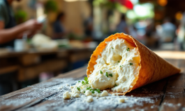 Cono salato tipico di Napoli con ingredienti freschi