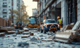 Immagine del crollo in cantiere a Padova con operai feriti
