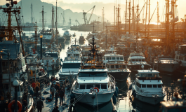 Immagine dell'emergenza migratoria a Lampedusa con barche