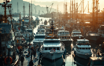 Immagine dell'emergenza migratoria a Lampedusa con barche