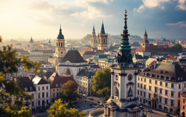 Mappa dell'Europa con simboli di sfide globali