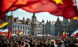 Immagine dell'adunata degli Alpini con Faccetta Nera