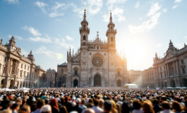 Fedeli esultano in piazza San Pietro dopo la fumata bianca