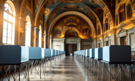 Immagine del conclave con fumata bianca in evidenza