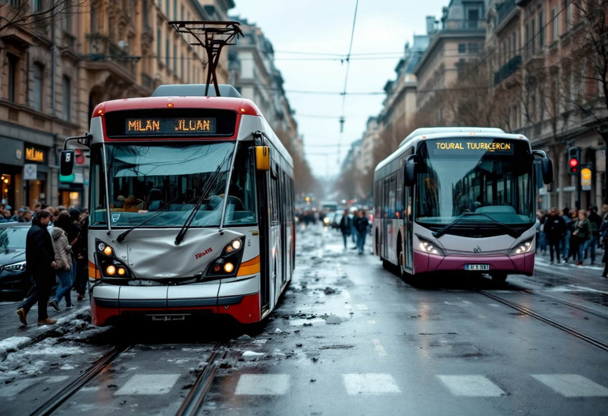 Incidente tra tram e autobus turistico a Milano: cinque feriti