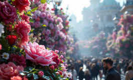 Infiorata di Noto con fiori colorati e motivi artistici