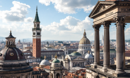 Mappa dell'Italia con simboli di negoziazione internazionale